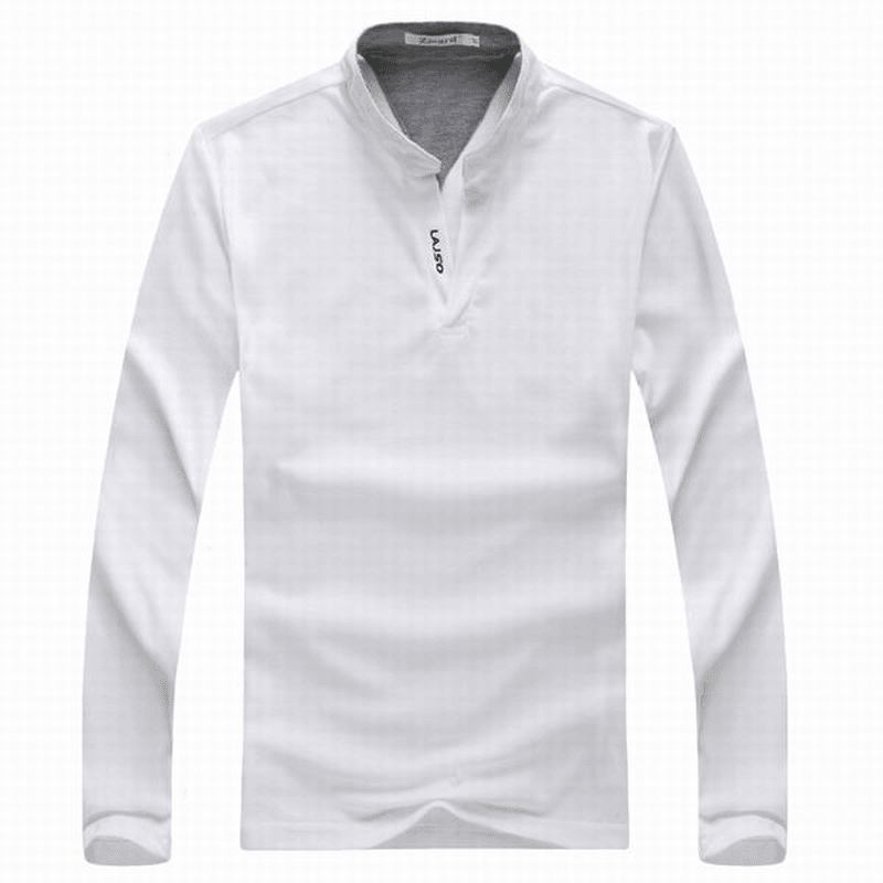 6 Färger Herr Sport Enfärgad Långärmad Golftröja Casual Stand Collar Toppar