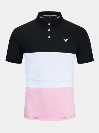 Män Business Patchwork Knappar Bomull Casual Golfskjortor