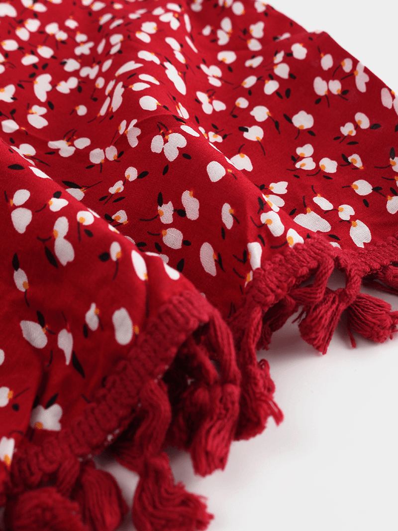 Bohemian Polka Dot Med Tryck Blommig V-ringad Casual Tofs Blus