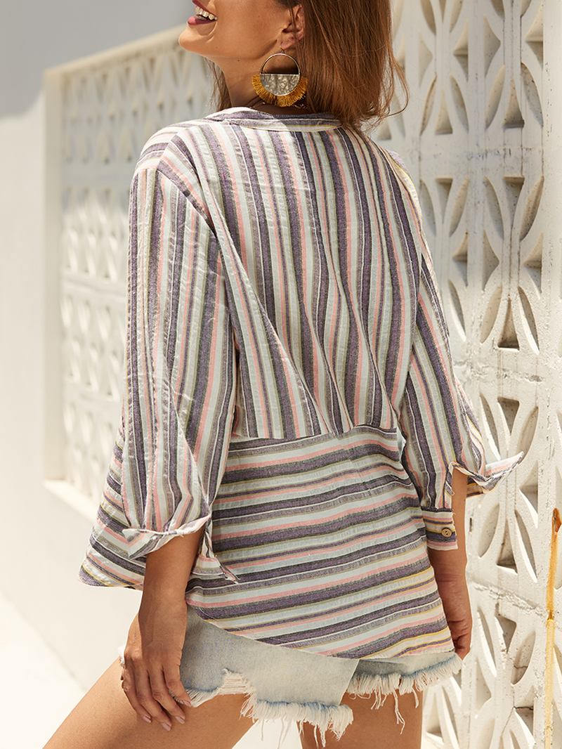 Chic Randig 3/4-ärmad Blus