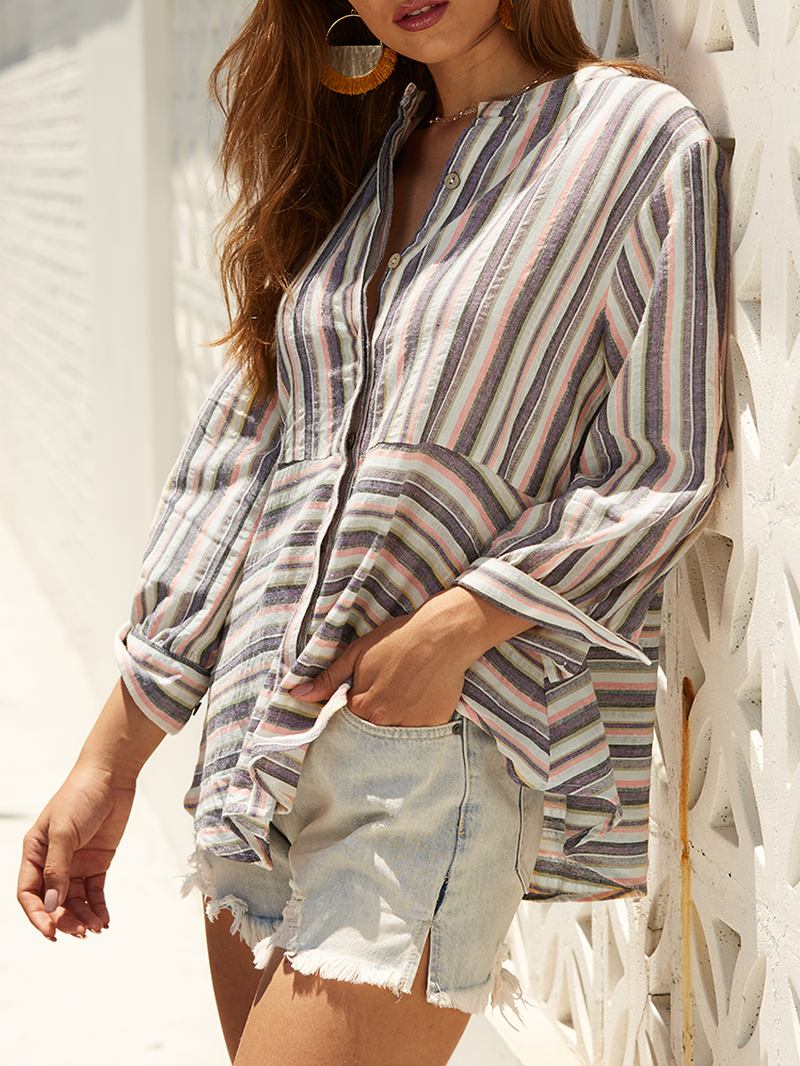 Chic Randig 3/4-ärmad Blus