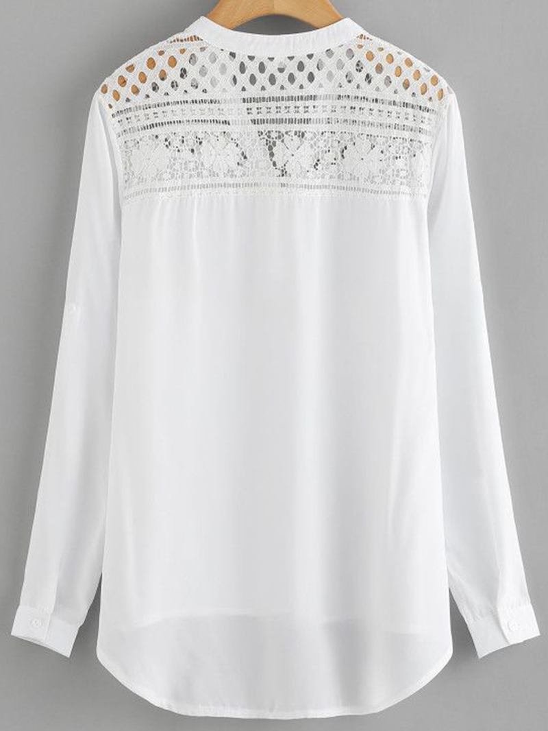 Kvinnor Casual Patchwork Ihålig Chiffongblus