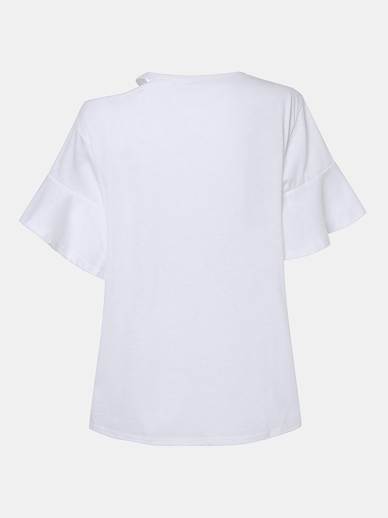 Kvinnor Enfärgad Off Shoulder Långärmad Casual Blus
