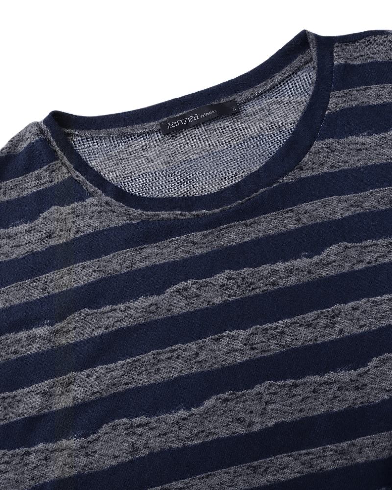 Kvinnor Långärmad O-hals Rand Baggy Hög Låg Fåll Casual Blus