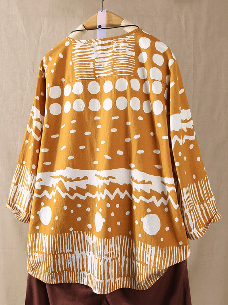 Kvinnor Polka Dot Med Tryck 3/4 Ärm Lös Vintage Blus