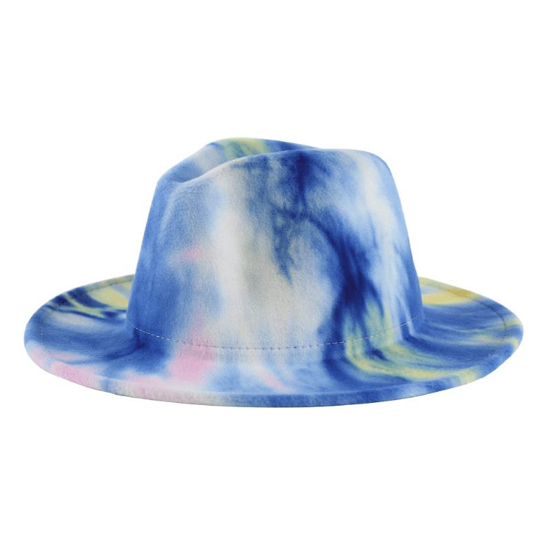 Brittisk Stil För Män Och Kvinnor Dubbelsidig Tie-dye Gradient Mode Jazz Hat