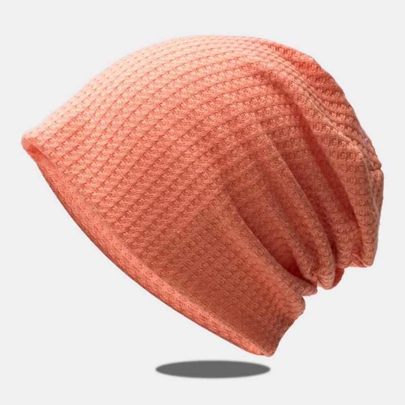 Dam Höst Vinter Värme Rutigt Mönster Stickad Mössa Baotou Hat Mjuk Andas Elastisk Justerbar Bonnet Hat Beanie Hatt