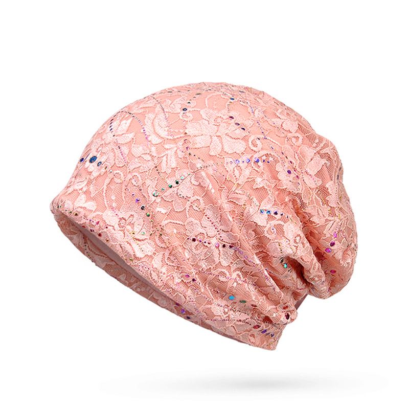 Dam Rhinestone Randig Bomullsmössa Hatt Casual Flexibel Höst Varm Skullies Keps