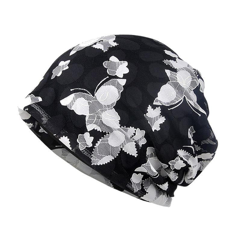 Dam Spets Jacquard Andas Skullies Beanie Hat Casual Bomull Gravid Hatt