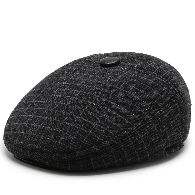Forward Hatt För Män Bomull Hampa Andas Stort Huvud Mode Brittisk Retro Vinterhörselskydd För Män Förtjockad Basker
