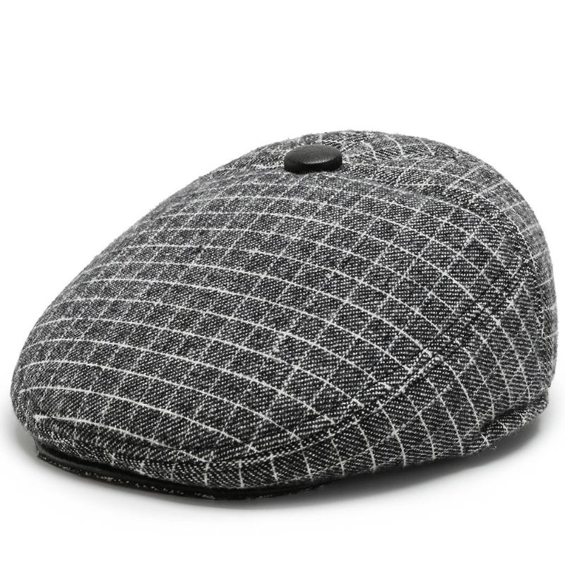 Forward Hatt För Män Bomull Hampa Andas Stort Huvud Mode Brittisk Retro Vinterhörselskydd För Män Förtjockad Basker