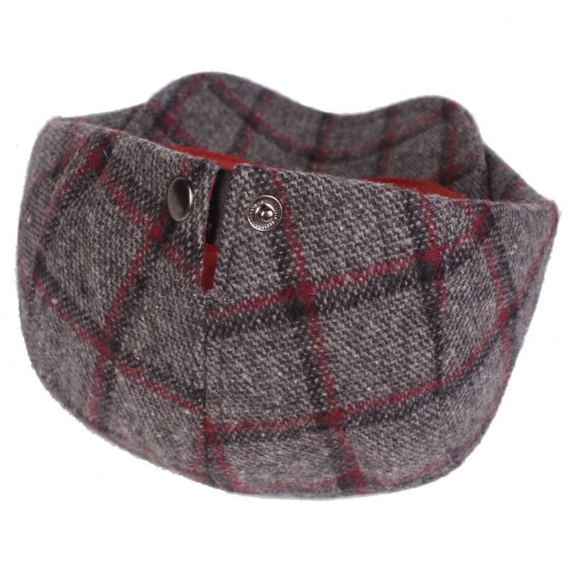 Herr Dam Vinter Ull Pläd Målare Basker Caps Outdor Justerbar Peaked Cap