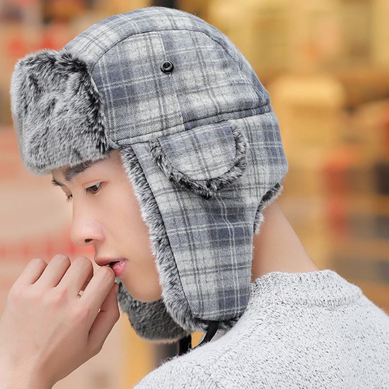 Herr Dampläd Plus Sammetsöronkåpor Ushanka Trapper Hat