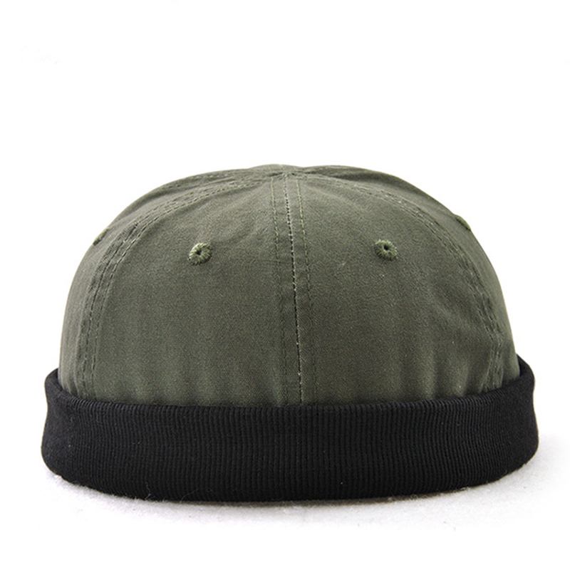 Herr Plus Size Hattar Retro Solid Brättelös Hatt Justerbar Varm Skullcap Sailor Cap