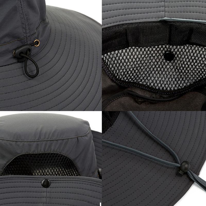 Herr Sommar Uv-skydd Wild Big Brätte 15 Centimeter Visir Justerbar Solhatt Bucket Hat För Fiske Bergsklättring
