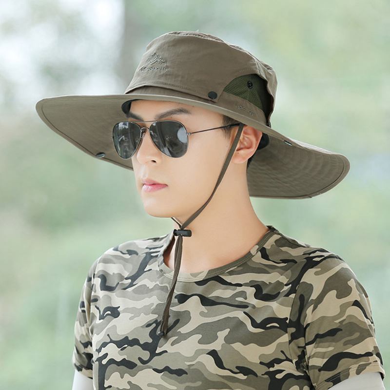 Herr Sommar Uv-skydd Wild Big Brim 12 Centimeter Visir Justerbar Solhatt Bucket Hat För Fiske Bergsbestigning
