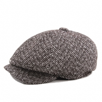 Herr Unisex Vintage Bomull Åttkantig Mössa Winter Stripe Gentleman Newsboy Basker Hatt