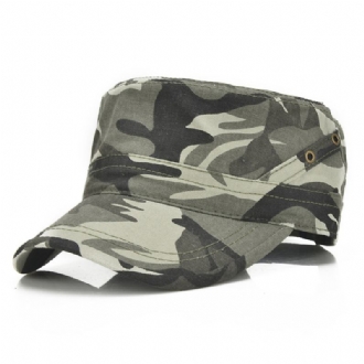 Herr Vintage Bomull Andas Platt Baseballhatt Utomhusvisir Militär Träningsmössa Justerbar