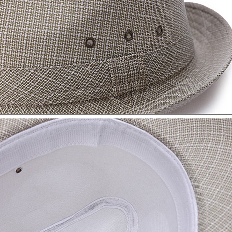 Herr Vintage Crimping Polyester Kort Brätte Jazz Hat Bucket Hat Beach Cap Resa Andningsbar Solmössa