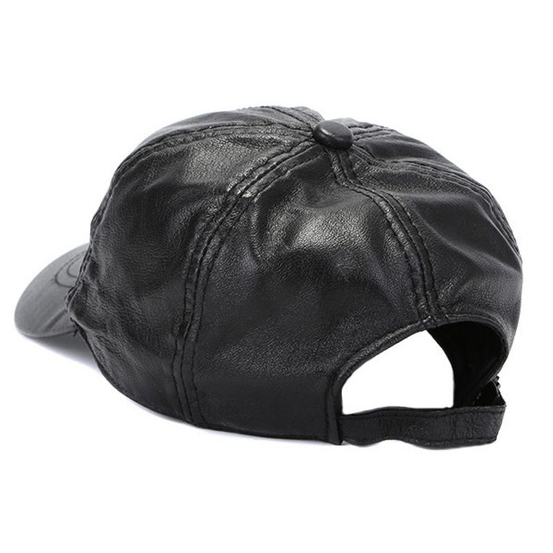 Herr Vinter Vindtät Ko Läder Baseball Keps Mode Utomhus Justerbar Framåt Hatt