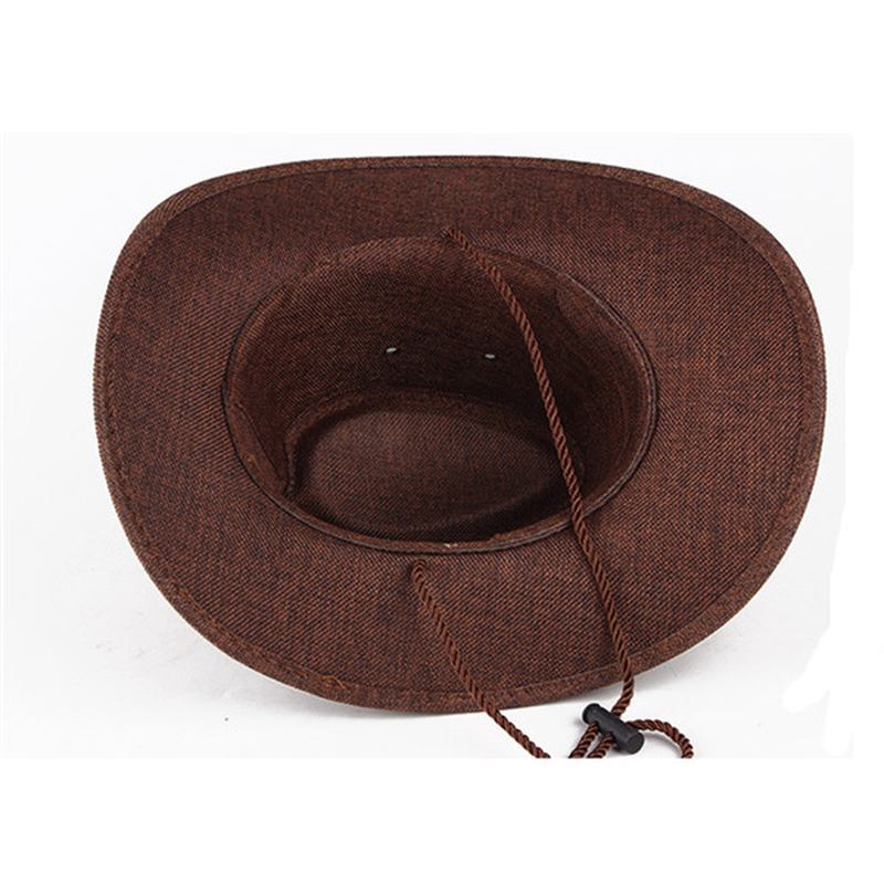 Herr Western Cowboy Hatt Utomhus Wide Brim Linne Hatt