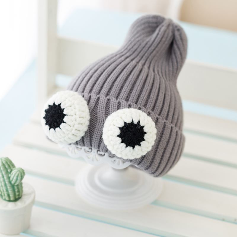 Höst Och Vinter Babymössor Koreansk Version Av Big Eyes Flickor Stickade Mössor Pojkar Öronskydd Varma Hattar Barns Yllehattar