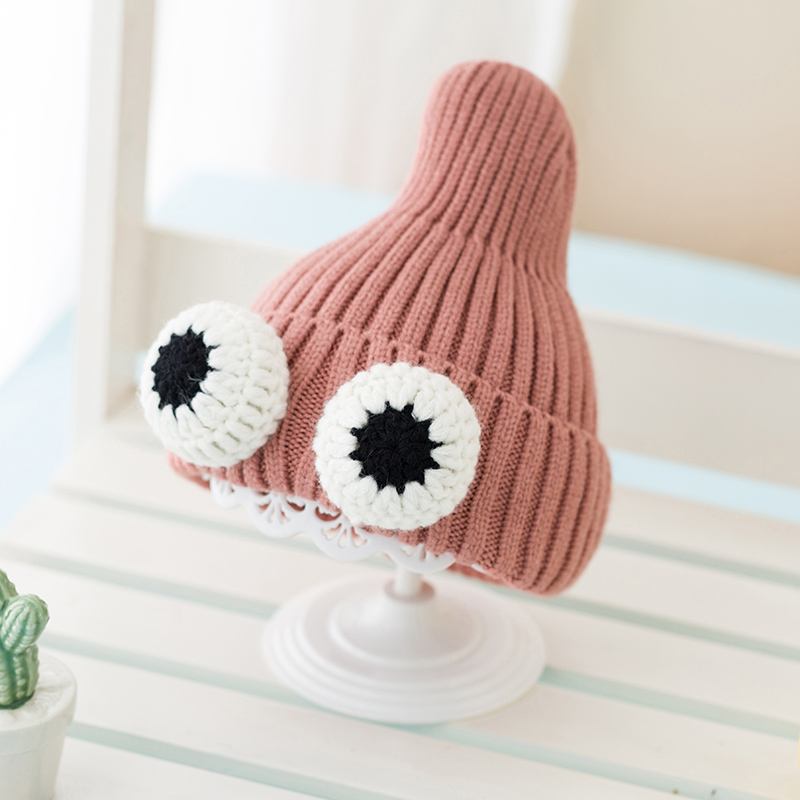 Höst Och Vinter Babymössor Koreansk Version Av Big Eyes Flickor Stickade Mössor Pojkar Öronskydd Varma Hattar Barns Yllehattar