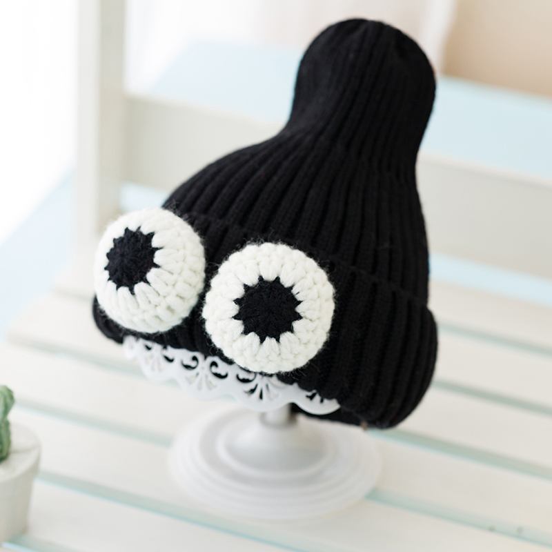 Höst Och Vinter Babymössor Koreansk Version Av Big Eyes Flickor Stickade Mössor Pojkar Öronskydd Varma Hattar Barns Yllehattar