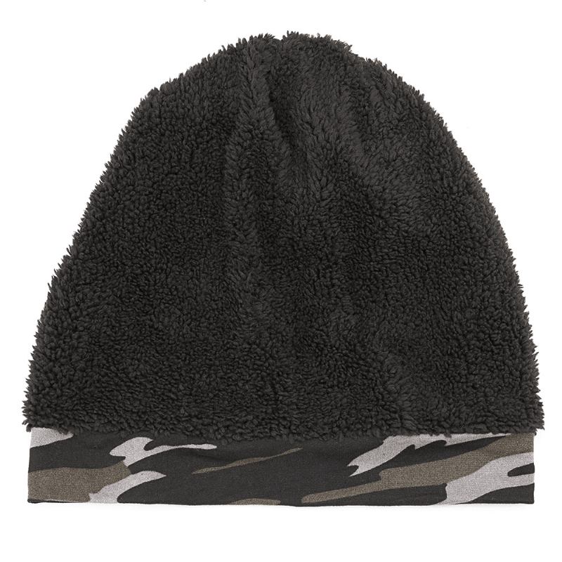 Kamouflage För Män Vinter Plus Sammet Varm Slouchy Beanie Hat Casual Plus Size Öronkåpor Skallkeps