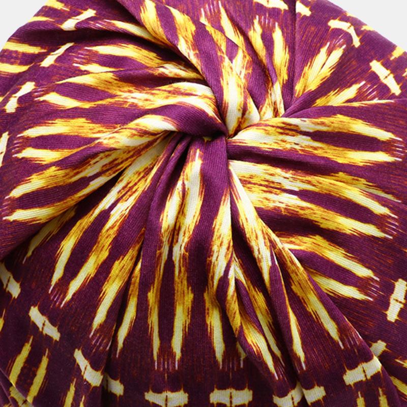 Kvinnor Bomull Geometri Mönster Dual-use Baotou Hatt Haklapp Mode Casual Andas Elastisk Scarf Beanie Hatt Hatt Hatt Huvudduk