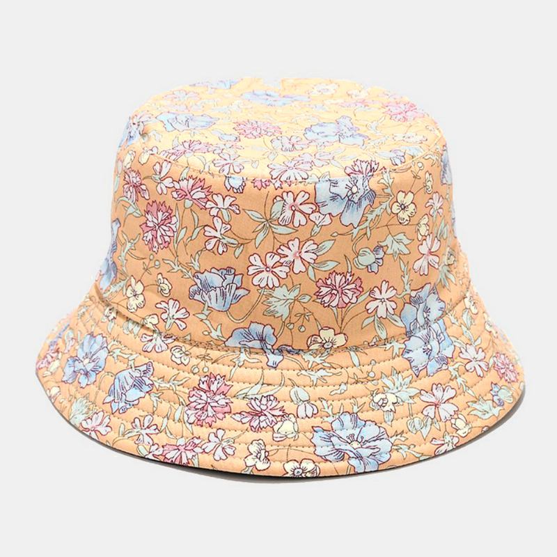 Kvinnor Dubbelsidig Sommar Uv-skydd Blommönster Casual Outdoor Sun Hat Bucket Hat