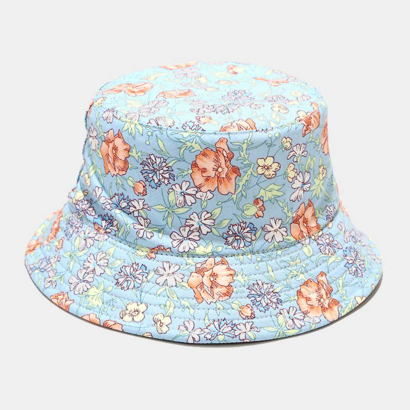 Kvinnor Dubbelsidig Sommar Uv-skydd Blommönster Casual Outdoor Sun Hat Bucket Hat