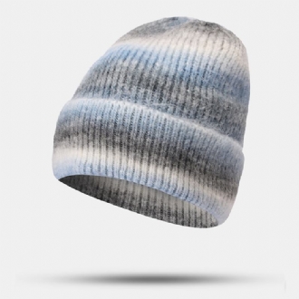 Kvinnor Gradient Höst Vinter Varm Stickad Mössa Personlighet Wild Flanging Öronskydd Beanie Hat