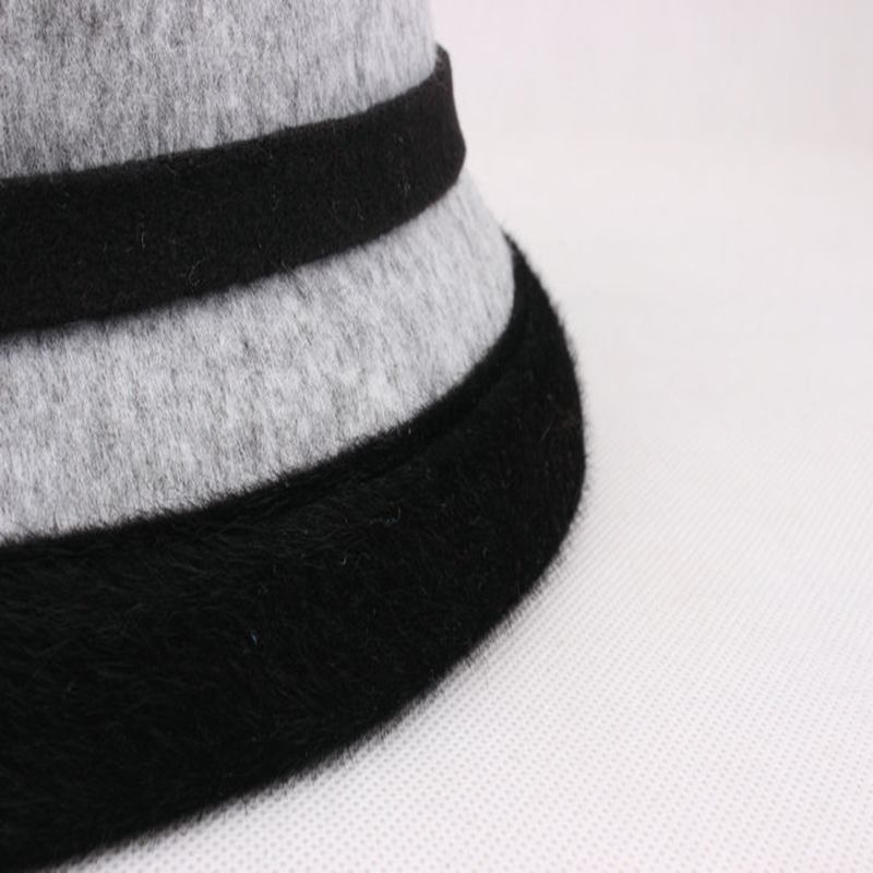 Kvinnor Varm Woolen Bowler Hat Blommor Etnisk Bucket Hat