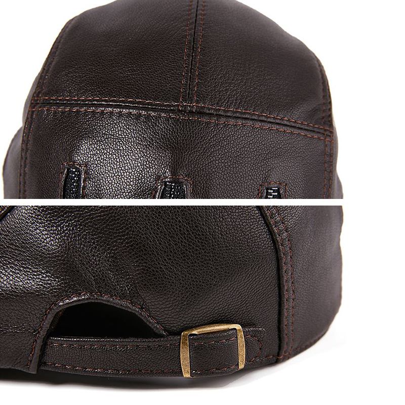 L/xl/2xl Medelålders Läder Vindtät Målare Basker Hat Justerbar Thicken Newsboy Caps