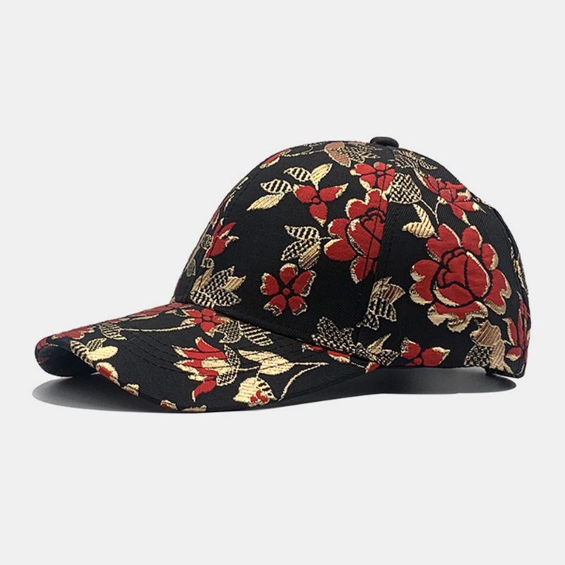 Män Bomull Blommigt Överläggsmönster Färgglada Casual Gold-line Solskydd Baseball Hatt