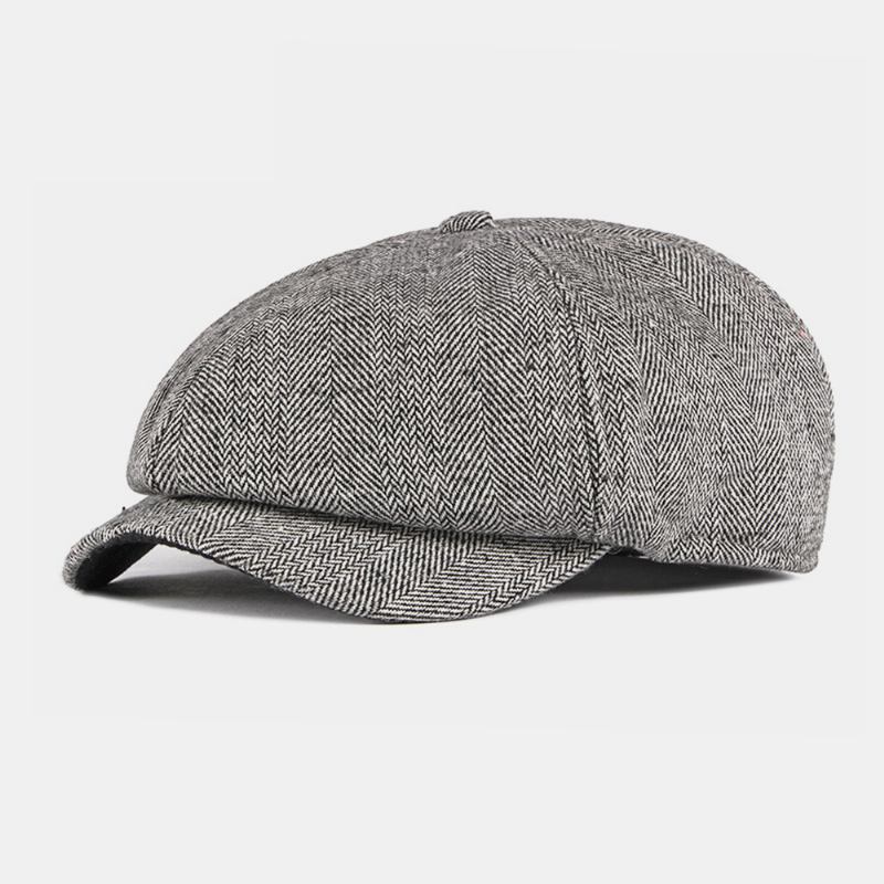 Män Bomull Brittisk Stil Street Trend Randmönster Outdoot Retro Forward Hatt Basker Hatt Åttakantig Hatt