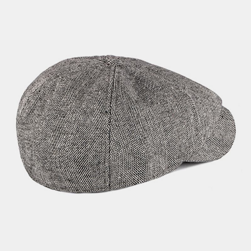 Män Bomull Brittisk Stil Street Trend Randmönster Outdoot Retro Forward Hatt Basker Hatt Åttakantig Hatt