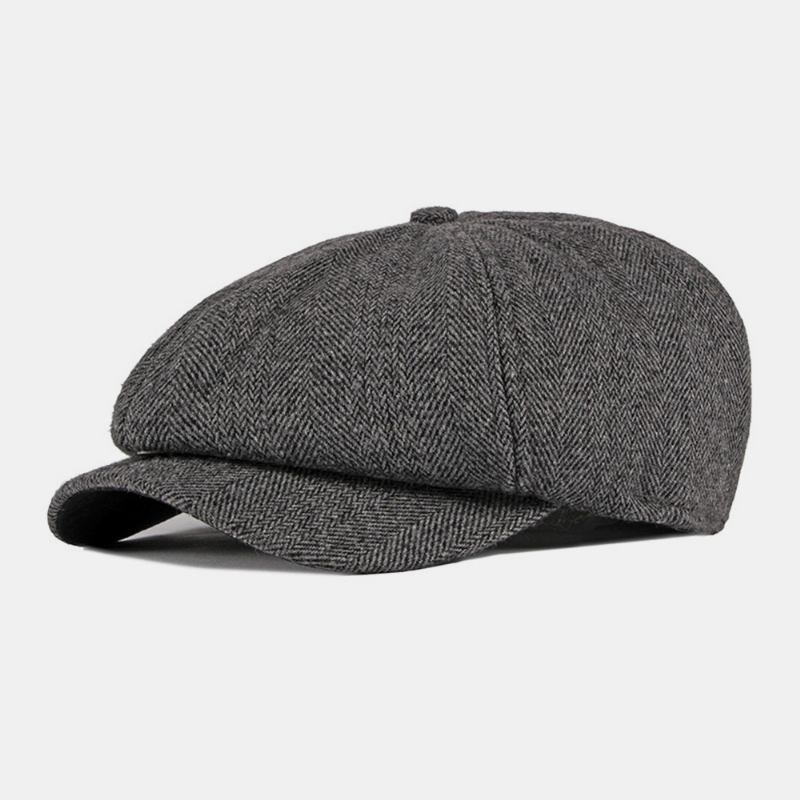 Män Bomull Brittisk Stil Street Trend Randmönster Outdoot Retro Forward Hatt Basker Hatt Åttakantig Hatt
