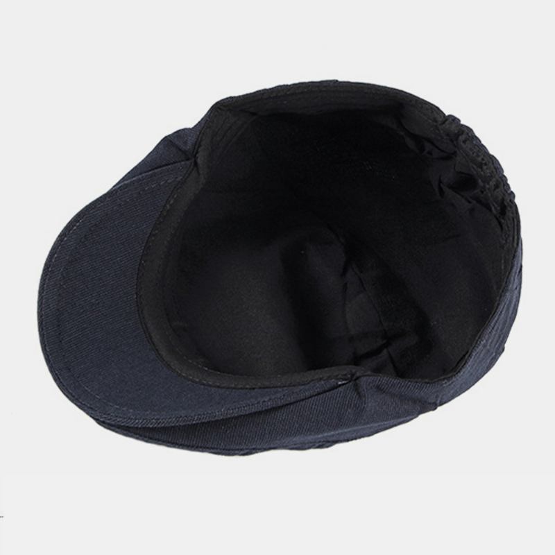 Män Bomull Fast Färg Brittisk Stil Utomhus Casual Andas All-match Forward Hat Basker Hat