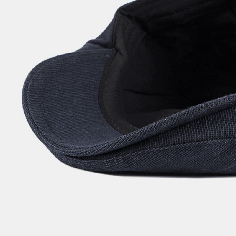 Män Bomull Fast Färg Brittisk Stil Utomhus Casual Andas All-match Forward Hat Basker Hat
