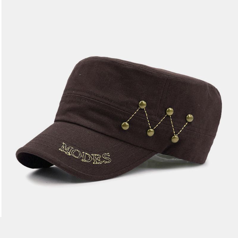 Män Bomull Linne Bokstäver Broderi Nit Dekoration Utomhus Solskydd Fritidsdag Militär Keps Platt Keps