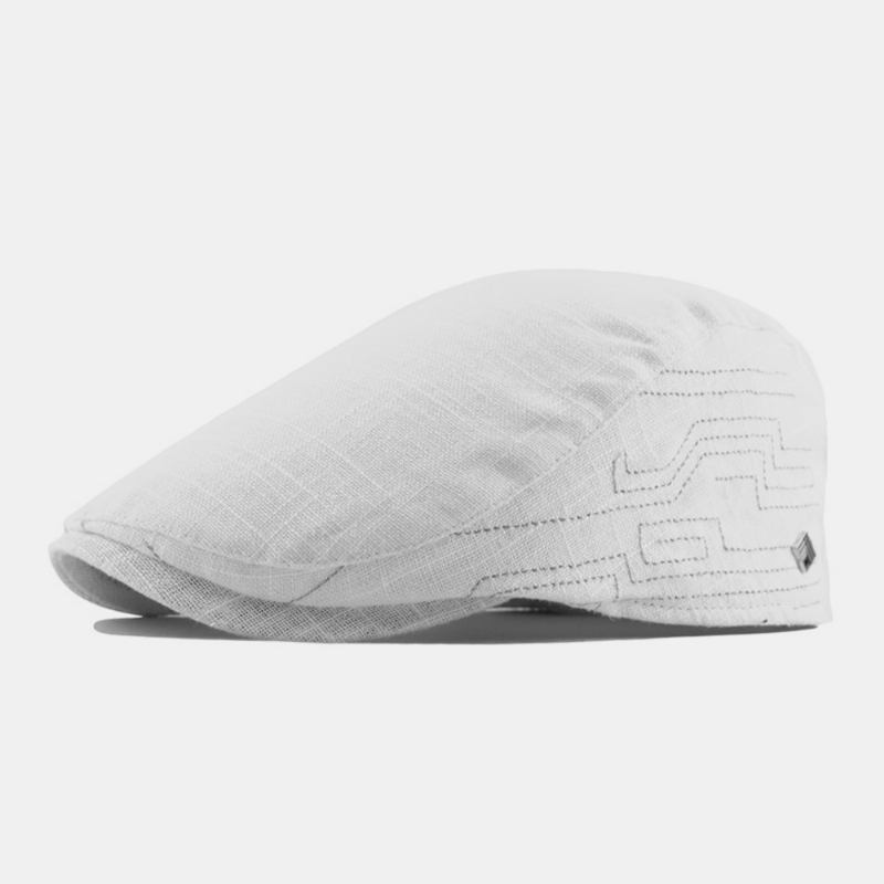 Män Bomull Linne Broderi Vanlig Färg Justerbar Casual Flat Hat Fram Hat Basker Hat