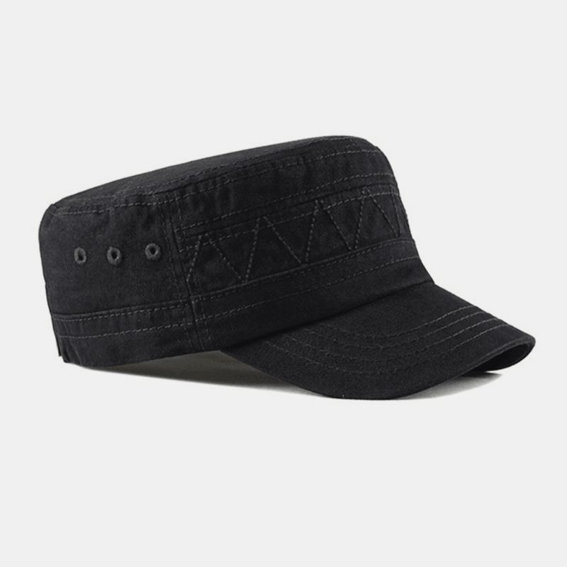 Män Bomull Linne Enfärgad Etikett Sömmar Utomhus Solskydd Casual Military Cap Flat Cap