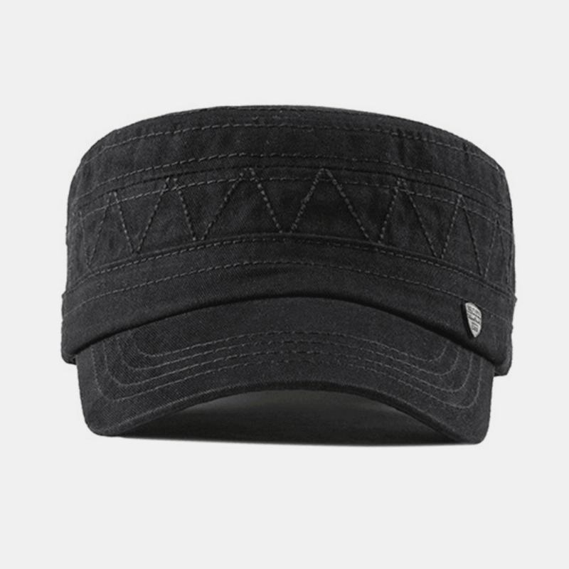 Män Bomull Linne Enfärgad Etikett Sömmar Utomhus Solskydd Casual Military Cap Flat Cap