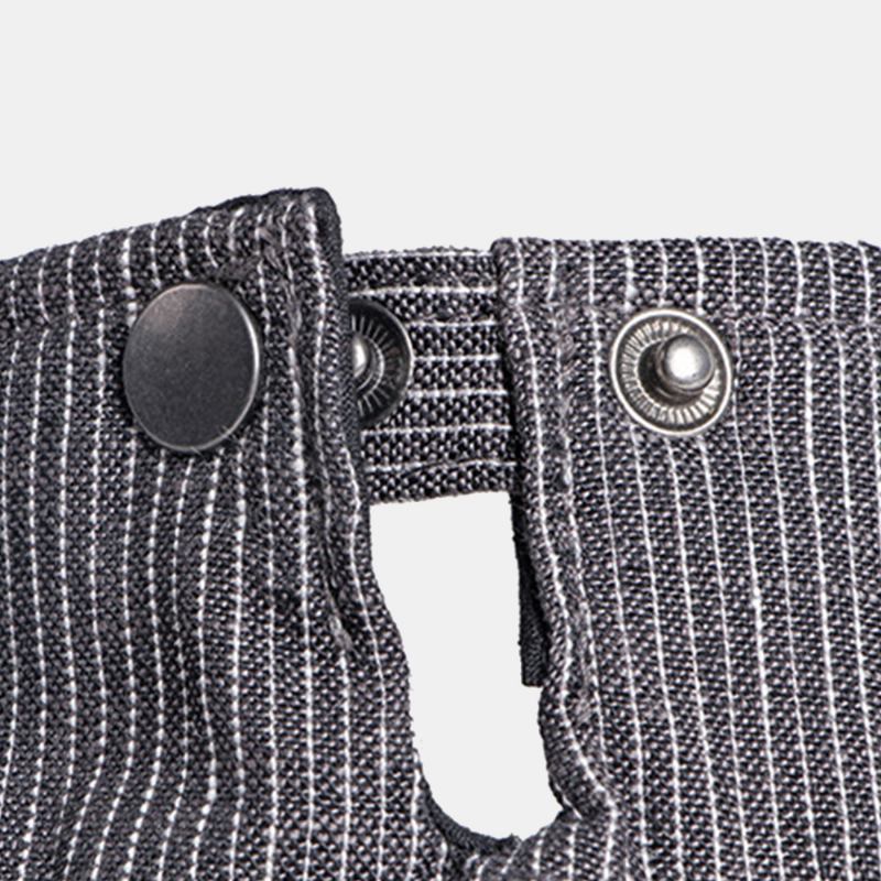 Män Bomull Linne Pinstripe Basker Cap Brittisk Retro Metalletikett Justerbar Casual Flat Cap