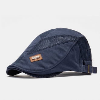 Män Bomull Metal Badge Mesh Andas Casual Outdoor Solskydd Fram Hat Flat Hat Basker Cap