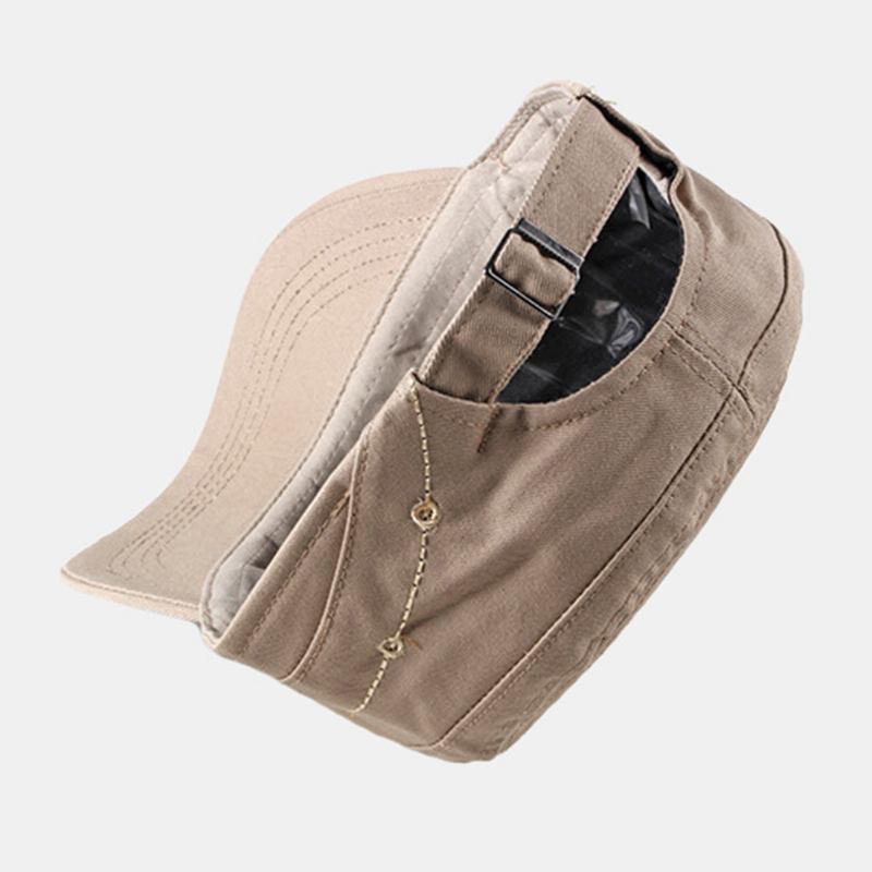 Män Bomull Metall Brev Patch Flat Top Hat Casual Justerbar Kadett Army Kepsar Militära Kepsar