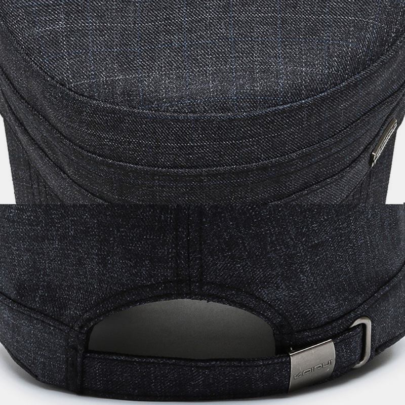 Män Bomull Mörk Galler Bokstav Metalletikett Utomhussolskydd Fritidsskydd Militärhatt Platt Keps Peaked Cap