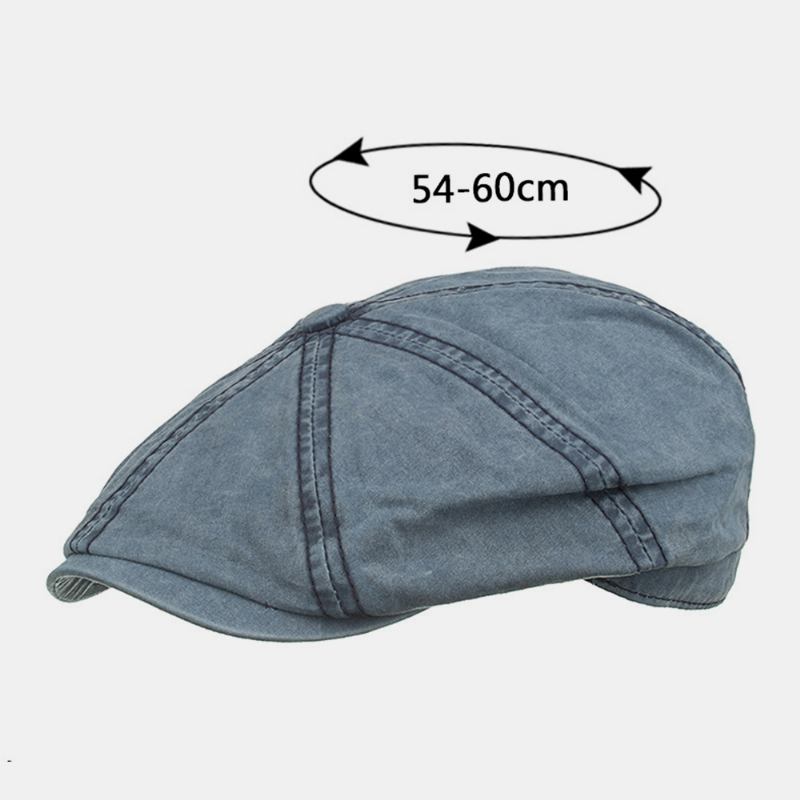 Män Bomull Tvättad Enfärgad Casual Mode Åttkantig Hatt Newsboy Hat Basker Hat